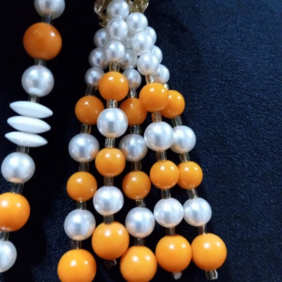 Womens Fashion White & Yellow Freshwater Pearl Beaded Fringe Collar Necklace - Picture 6 of 6